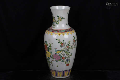 FAMILLE ROSE 'FLOWERS AND BIRDS' VASE