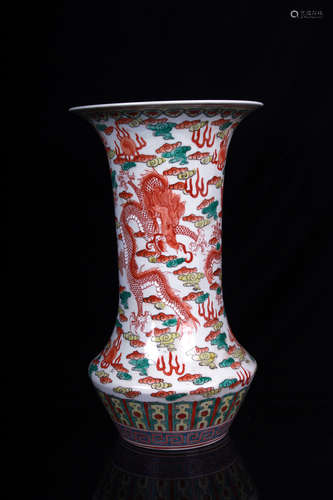 WUCAI 'DRAGON AND CLOUDS' VASE