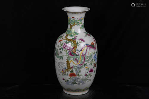 FAMILLE ROSE 'FLOWERS AND PHOENIX' VASE