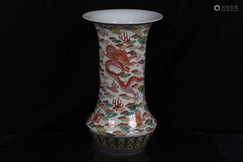 WUCAI 'DRAGON AND CLOUDS' VASE