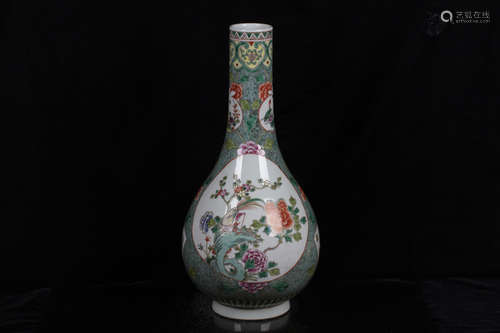 FAMILLE ROSE AND OPEN MEDALLION 'FLOWERS' VASE