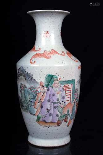 FAMILLE ROSE 'AUSPICIOUS AND LONGEVITY' VASE