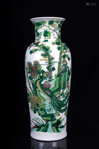 FAMILLE VERTE 'FLOWERS AND BIRDS' VASE