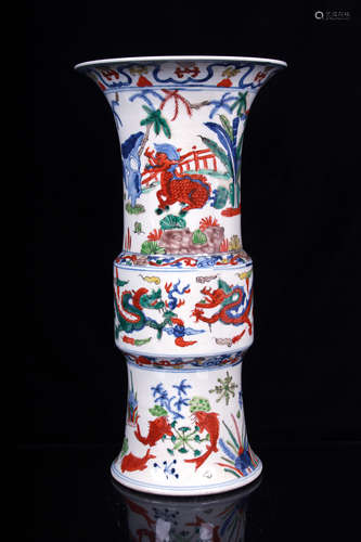 WUCAI 'MYTHICAL BEASTS' VASE, GU