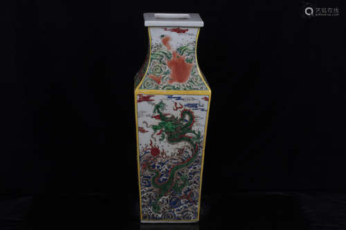 WUCAI 'DRAGON' RECTANGULAR VASE