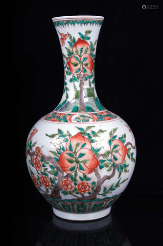 FAMILLE ROSE 'LONGEVITY PEACHES' VASE