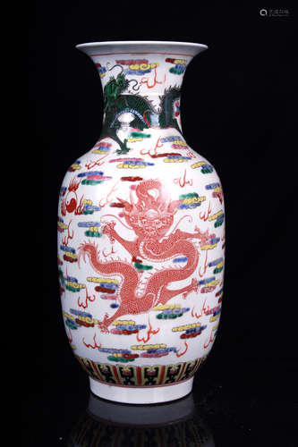 FAMILLE ROSE 'DRAGON AND CLOUDS' VASE