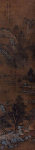 张瑞图 （款）  戊寅（1638年）作 山居图 立轴 绢本