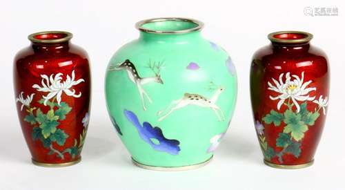 Japanese Cloisonne Vases, Sato