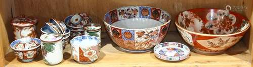 Japanese One shelf of Imari, Kutani Ware