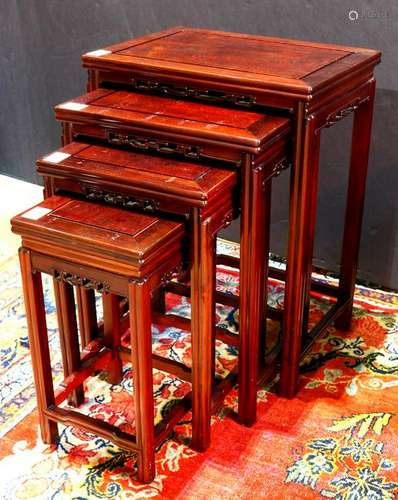 (lot of 4) Set of four Chinese hardwood nesting tables