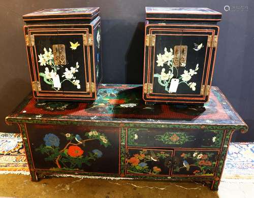 (lot of 3) Chinese style Black Lacquer Coffee Table