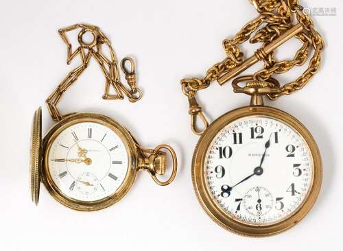 (lot of 4) 9k yellow gold, gold-filled pocket watches