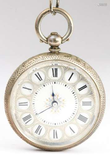 Silver open face pocket watch