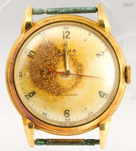 Cyma 18k yellow gold bumper watch