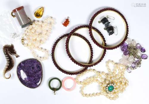 Collection of multi-stone, silver, metal jewelry