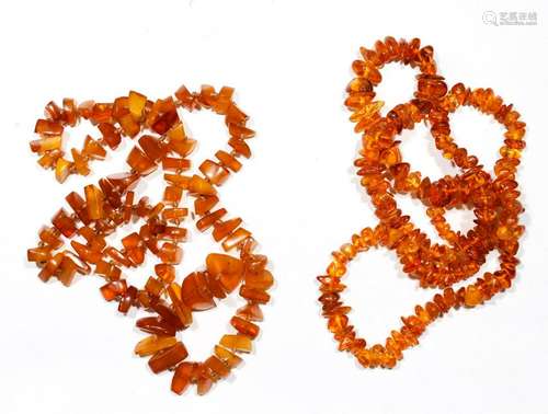 (Lot of 2) Amber bead necklaces