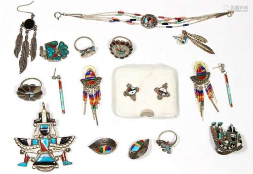 Collection of multi-stone, sterling silver, silver,