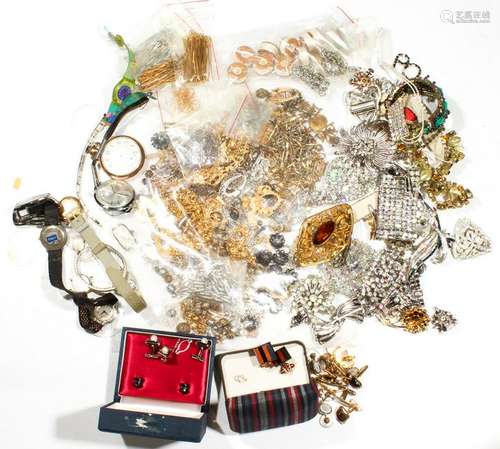 Collection of costume jewelry, watches and items