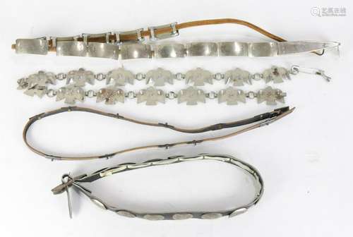 Native American Southwest belts with silvered accents