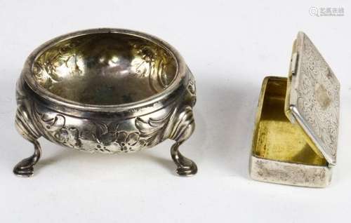 (lot of 2) 19th c European hallmarked silver salt and a