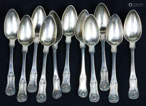 (lot of 11) George III Kings pattern sterling teaspoons