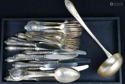 (lot of 34) Assembled Soviet Union plated flatware in