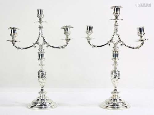 (lot of 2) Pair Baroque style three light candelabra