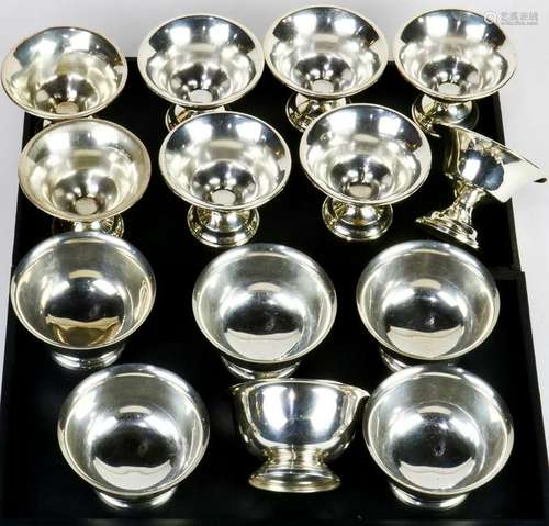 (lot of 14) (6) Poole Silver Co sterling footed bowls