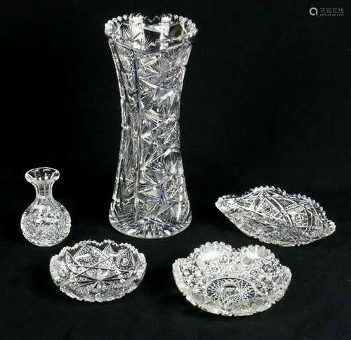 (lot of 5) Brilliant cut glass group