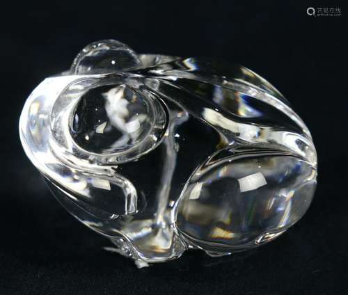 Steuben Crystal Frog Hand cooler figurine