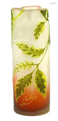 Cameo glass vase in the style of Galle