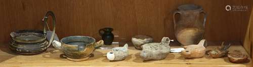 (lot of 10) Etruscan style small pottery vessels