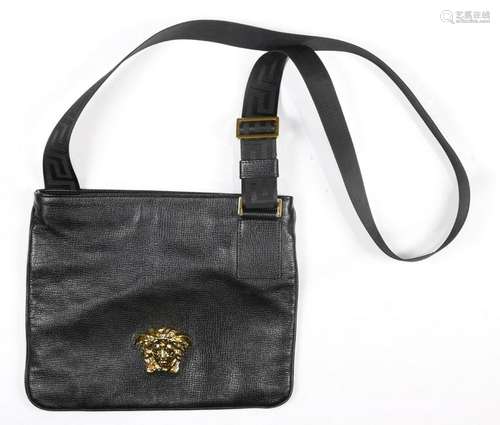 Versace black leather cross-body bag