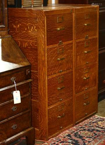 Quartersawn oak double filing cabinet