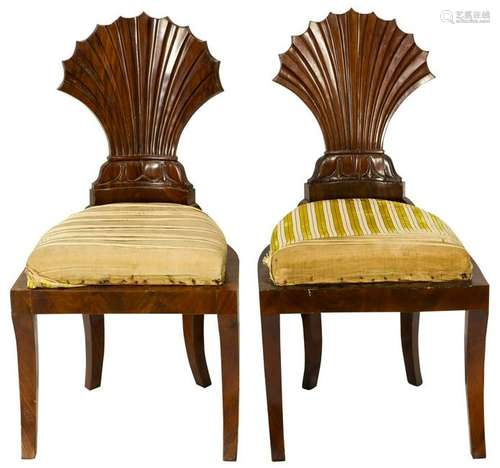 (lot of 2) Biedermeier carved side chairs