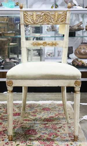 French Neoclassical style cream painted parlor chair