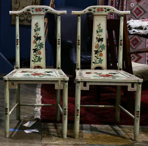 (lot of 2) Pair Spanish chinoiserie lacquered wood high