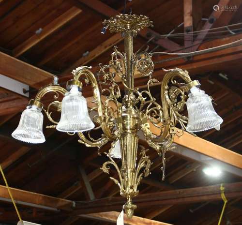 Five light hanging fixture in the Victorian taste