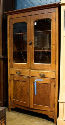 Country oak china cabinet