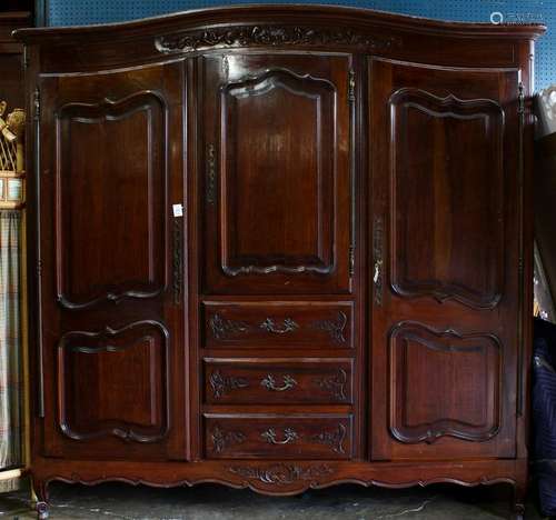 French Provincial Louis XV Style mahogany armoire