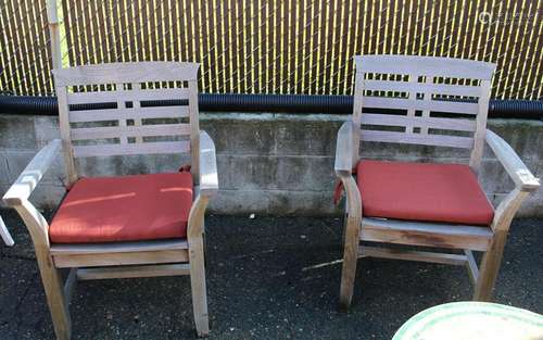 Pair of Kingsley Bate Chippendale style outdoor teak