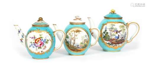 Three Sèvres teapots and covers (théières calabré)…