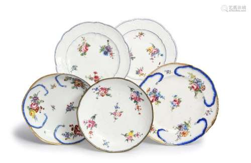 Five Sèvres plates and dishes 2nd half 18th centur…