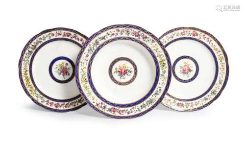 Two Sèvres plates and a soup plate (assiettes et a…