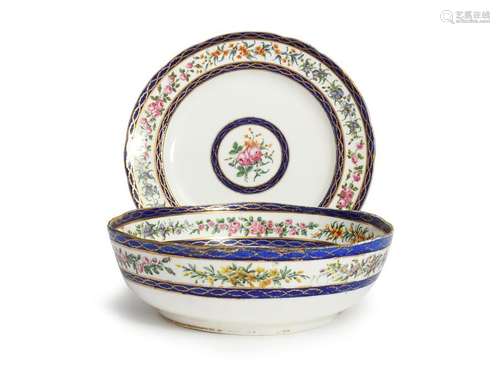 A Sèvres plate (assiette) and a bowl (compotier) d…