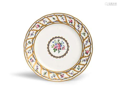 A Sèvres plate (assiette) date code for 1784, pain…