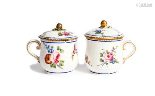 Two Sèvres custard cups and covers (pots à jus) da…