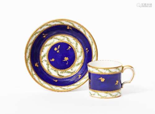 A miniature Sèvres coffee can and saucer (gobelet …