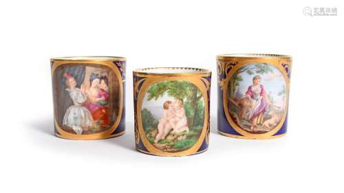 Three Sèvres coffee cans (gobelets litron) c.1779 …